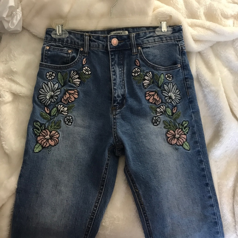 Forever 21 Embroidered Jeans